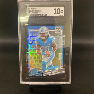 2023 Donruss Optic Preview Black Pandora Prizm Jahmyr Gibbs - SGC 10 Graded