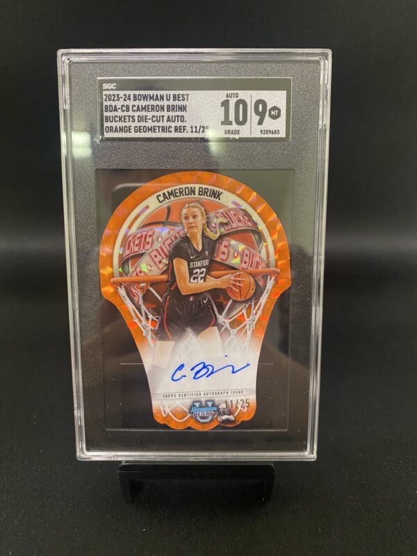 2023-24 Bowman U Best Buckets Die-Cut Autograph Orange Geometric Cameron Brink - SGC 9 Graded Auto 10 Graded