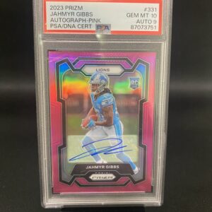 2023 Prizm Autograph Pink Jahmyr Gibbs - PSA 9 Graded Auto 10 Graded