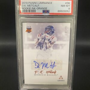 2019 Panini Luminance Rookie Ink Orange D.K. Metcalf - PSA 8 Graded